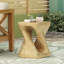 Table d'appoint MGO Twist Shape, texture semblable au bois, couleur naturelle, durable et résistante aux intempéries pour une utilisation intérieure et extérieure