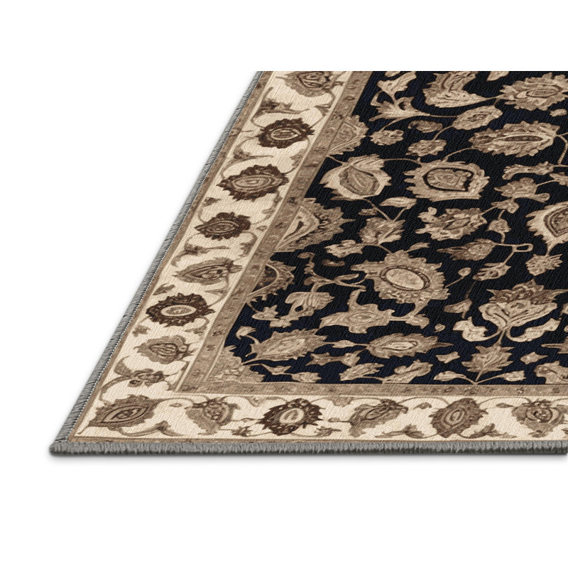 Tapis persan gris lavable à la machine, Rectangulaire 8 pi x 12 pi
