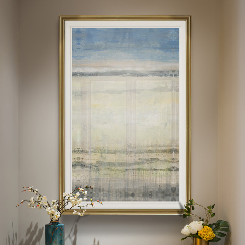 " E Transitional Space II ", 22.5" H x 30.5" W x 1.5" D, Gold Framed