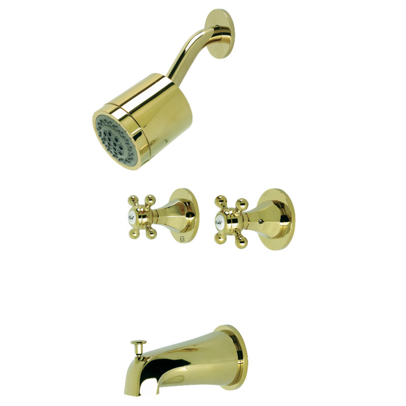 Kingston Brass Metropolitan Double-Handle Tub and Shower Faucet, Polished Brass