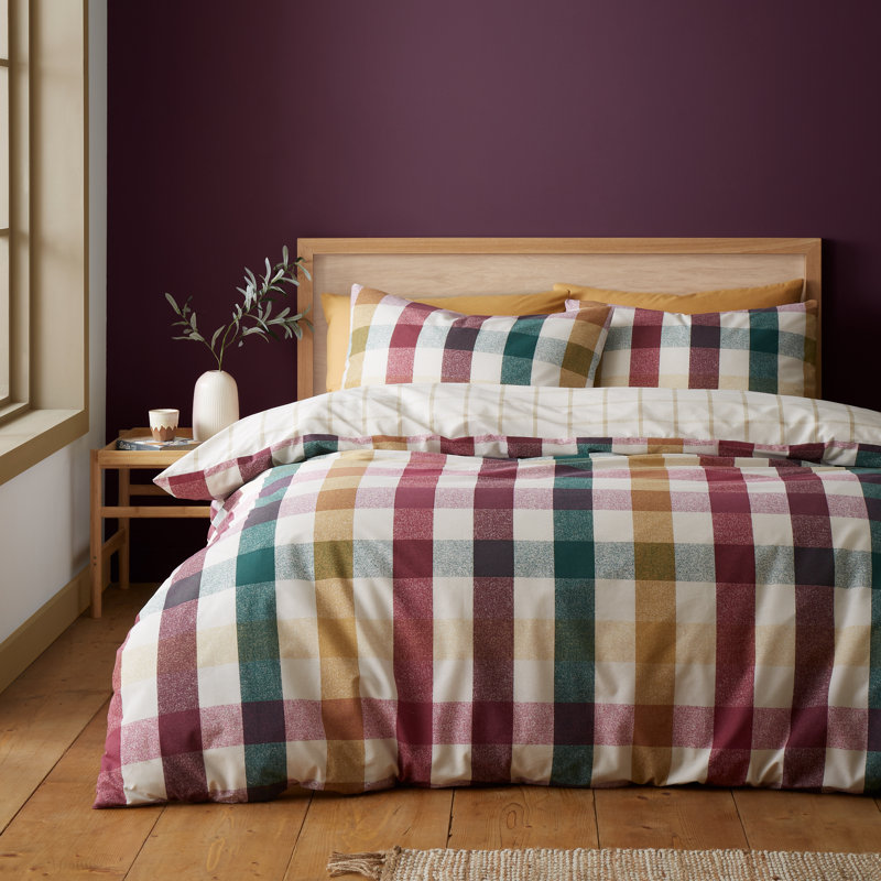 Autumn Check Reversible Duvet Cover Set, Single