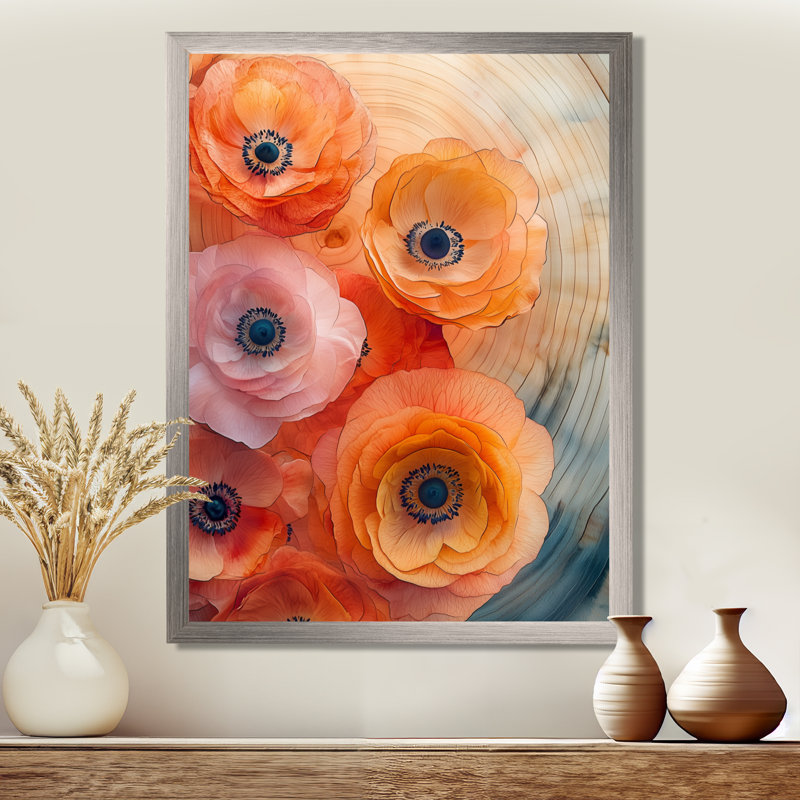 Bloomfield - art mural floral sur toile, H 20 po x l 12 po, Reproduction encadrée d'une seule photo, Argent