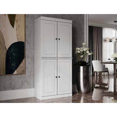 100% Solid Wood 6-Shelf Bookcase, Raised Panel Doors, Adjustable Shelves, 32" Wide, 71.5" Tall