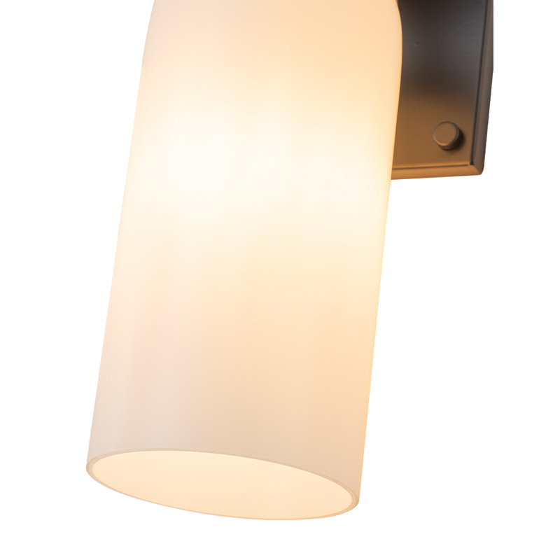 Double Glass Dimmable Armed Sconce, Matte Black