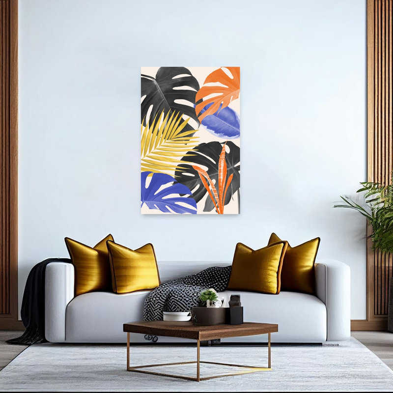 Colorful Tropical Foliage Abstract Contemporary Wall Art Print, 152.4cm H x 101.6cm W