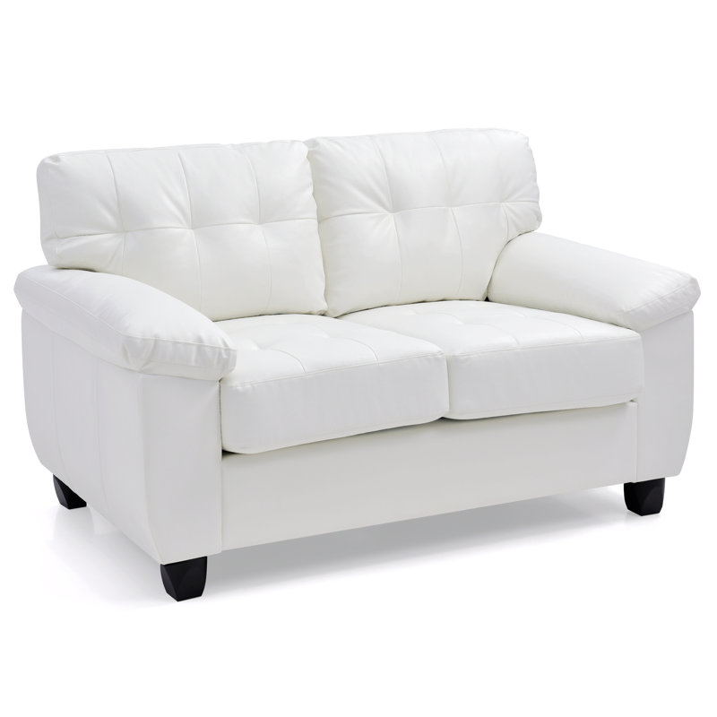 Waville 57'' Loveseat,Tufted Sofa,Faux Leather Couch, White Leather