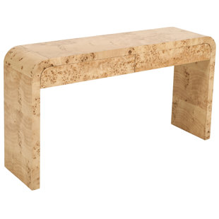 Horseshoe Modern Ivory Lacquered Linen Console Table 36'' + Reviews