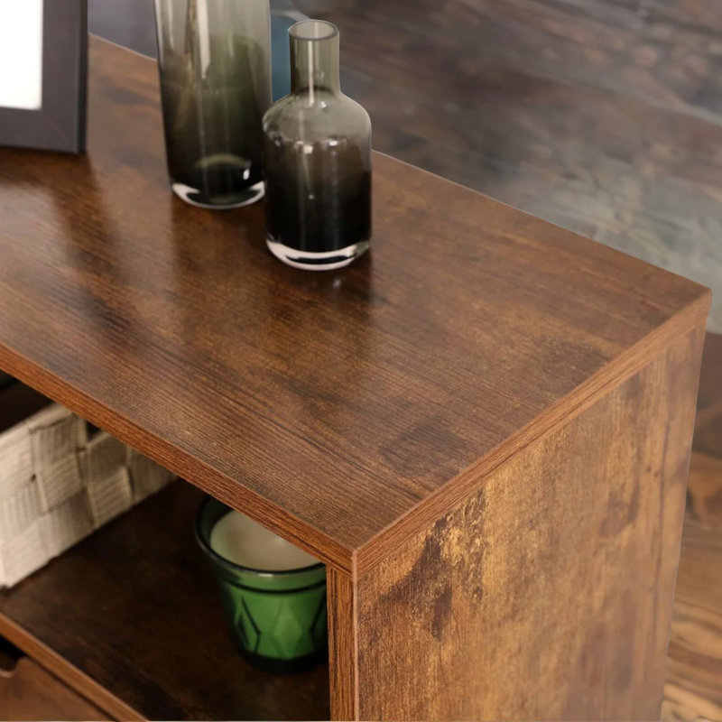2 Drawer Shoe Storage Cabinet With Shelf Rustic
