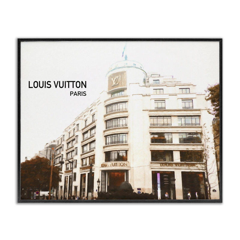  Designer Brand Building Grey Framed Giclee Art by Graffi*tee Studios, H 11 po x l 14 po, Giclée encadrée noir minuit