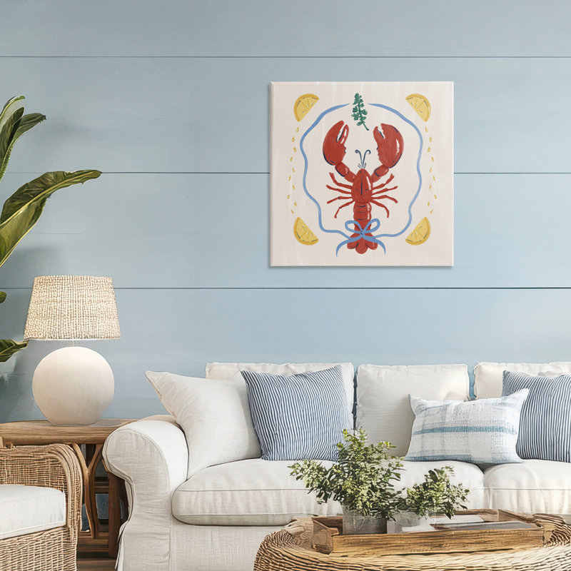 «Lobster & Ribbon Illustration» par Krissy Mast, H 30 po x l 30 po
