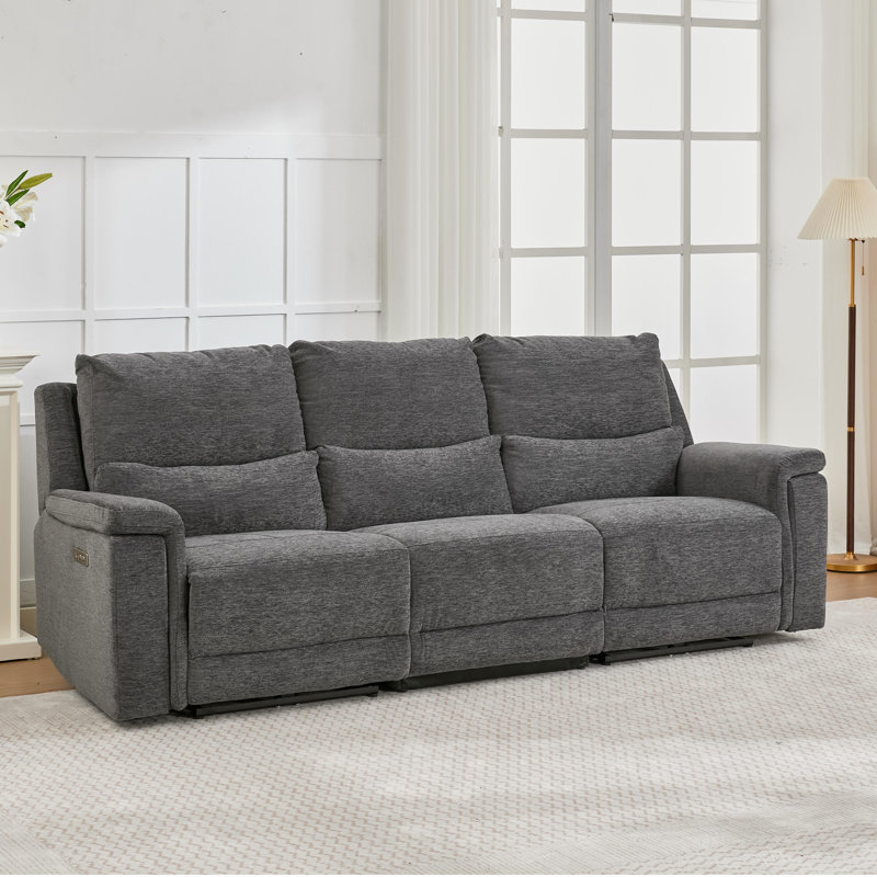  Power Reclining Sofa with USB Ports and Enhanced Comfort for Living Room Relaxation, Gray