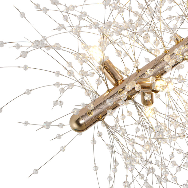 15-Light Linear Firework Chandelier , Brass