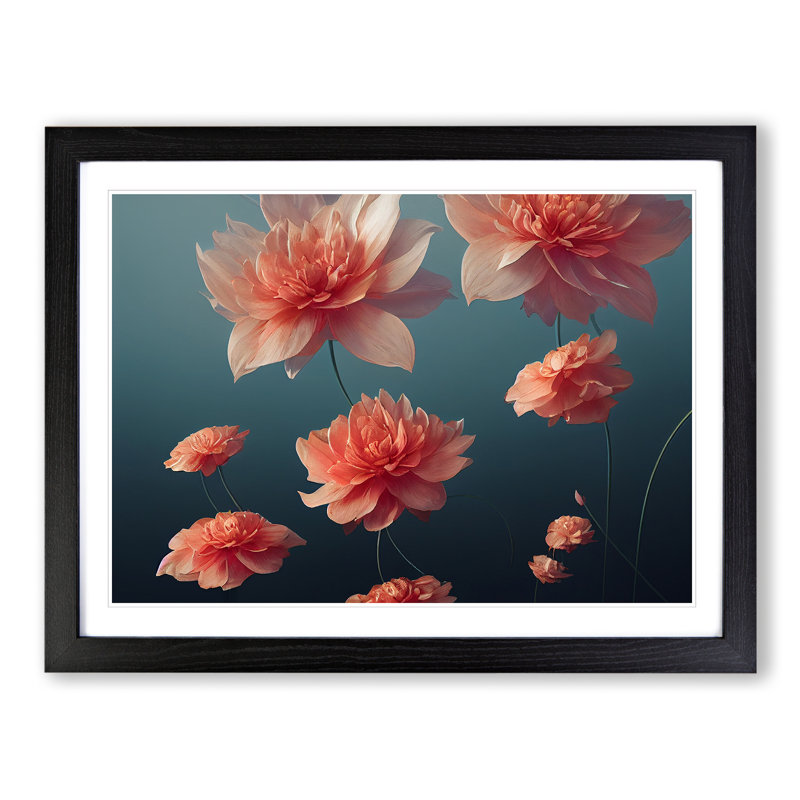 Illuminating Flowers - Single Picture Frame Print, 34cm H x 46cm W x 2cm D, Black