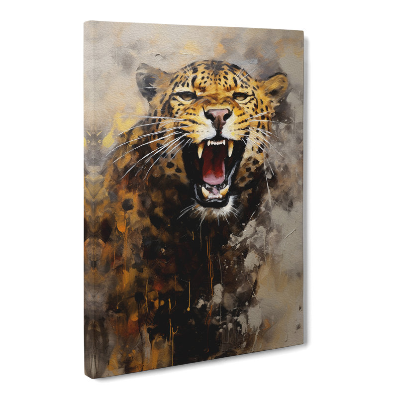 Leopard Gestural Art - Wrapped Canvas, 50cm H x 35cm W x 3cm D