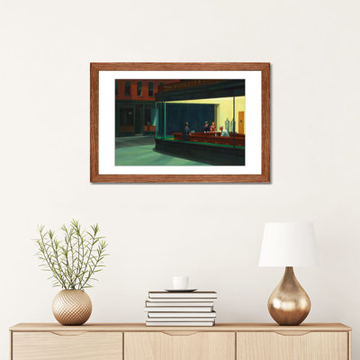 «Nighthawks, 1942», reproduction encadrée sur papier par Edward Hopper