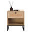 Table d'appoint Birch Coastal Modern avec tiroir, plateau en bois naturel et pieds en métal noir
