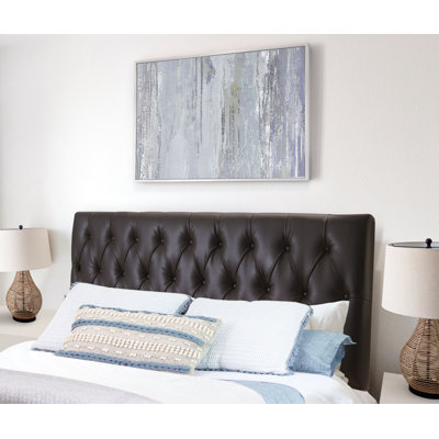 Sawtooth Upholstered Faux Leather Panel Headboard