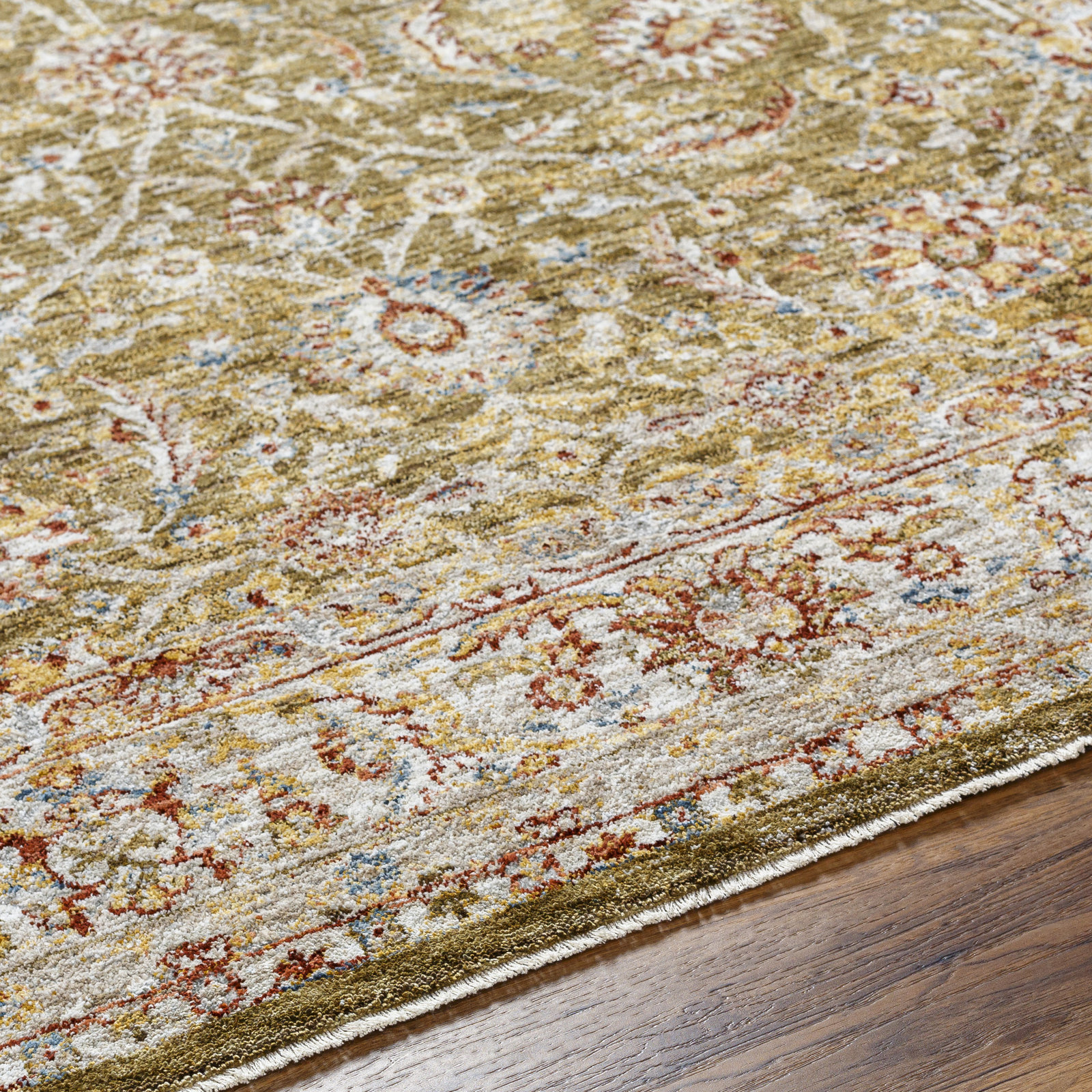 Bower Green/Beige Rug, Rectangle 2' x 3'