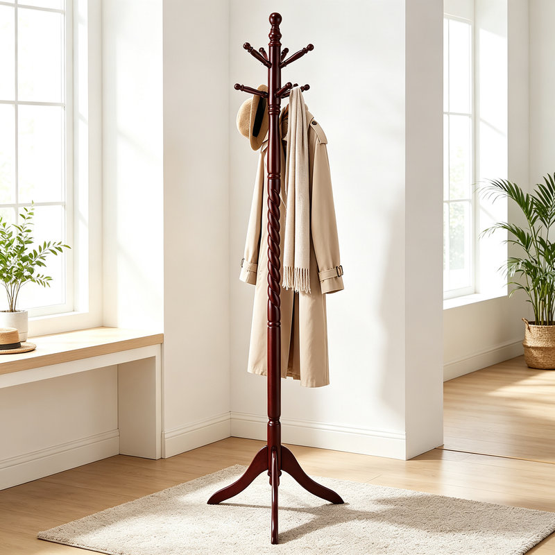 Merlot Coat Rack with Twisted Post