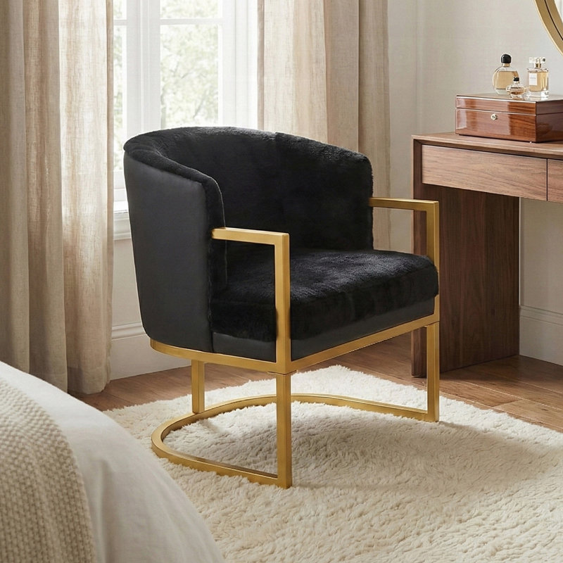 Chaise d'appoint rembourrée Ophelis, Noir