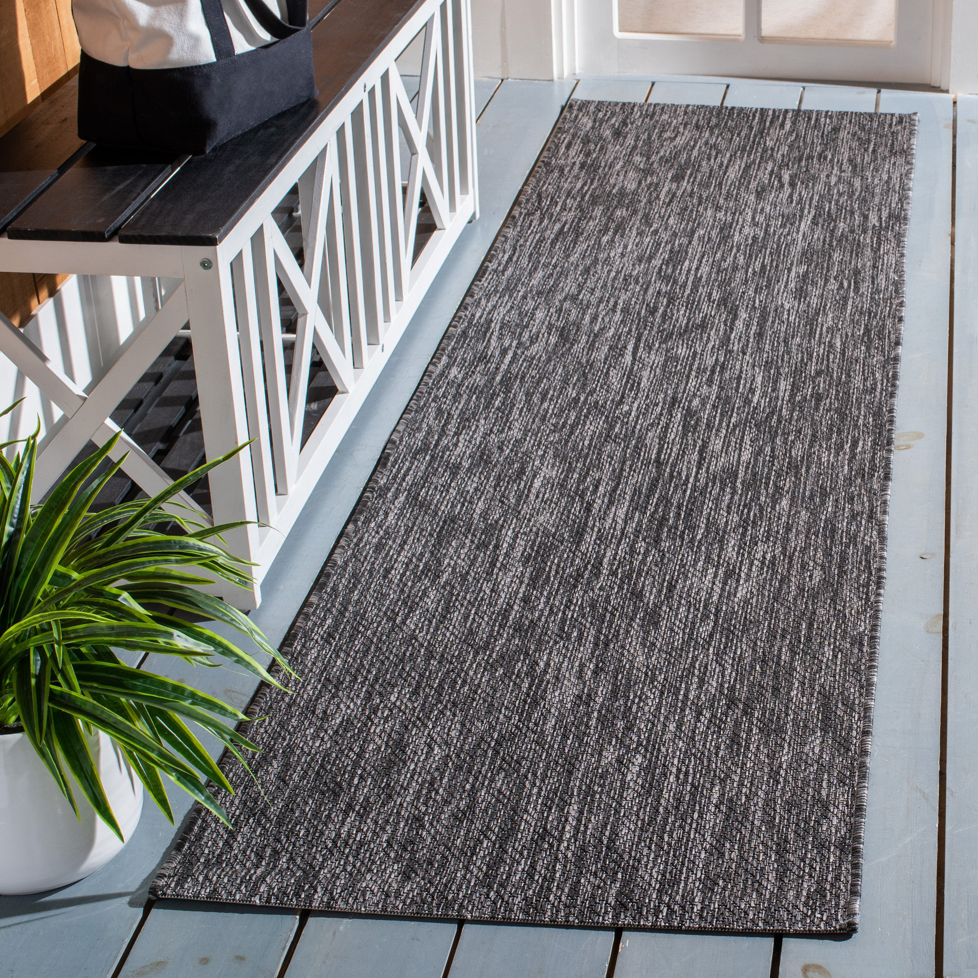 Steelside™ Madyson Black Indoor / Outdoor Area Rug & Reviews | Wayfair