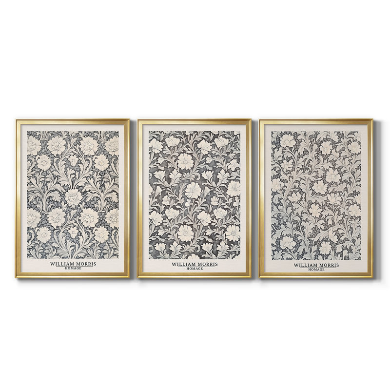 Série sur toile encadrée sur mesure - 3 pièces, H 27 po x l 39 po, Doré