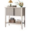 Console de 31,5 po avec portes coulissantes et tablette de rangement pour le couloir, le salon ou le bureau, beige-132662977-132662981-132662979