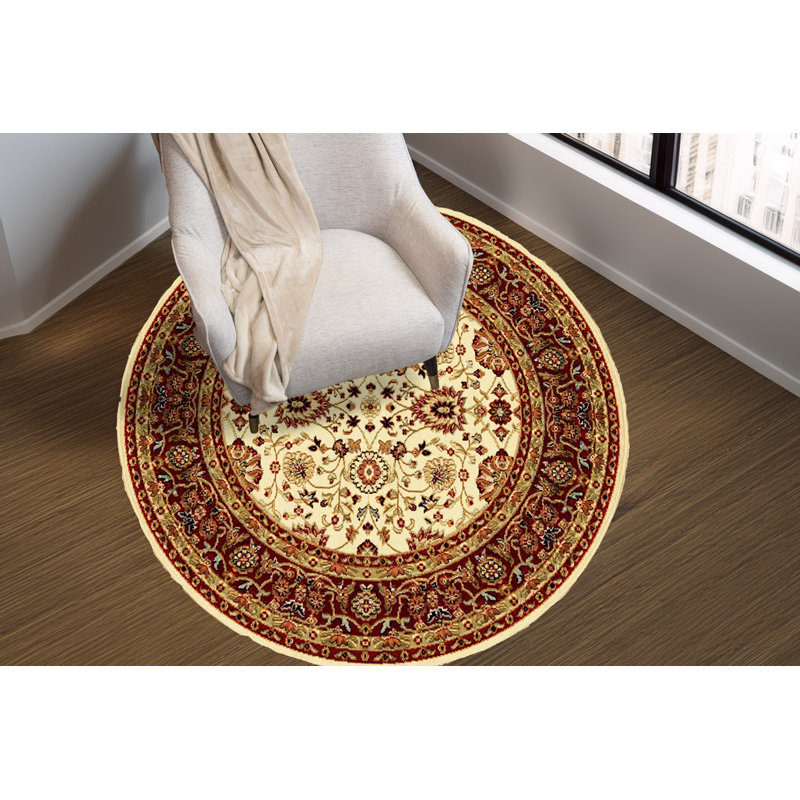 Tapis crème/rouge tissé à la machine Madill
