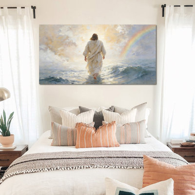 Art mural «Jesus Walking on Water» par Timuba, impression sur toile chrétienne pour la maison