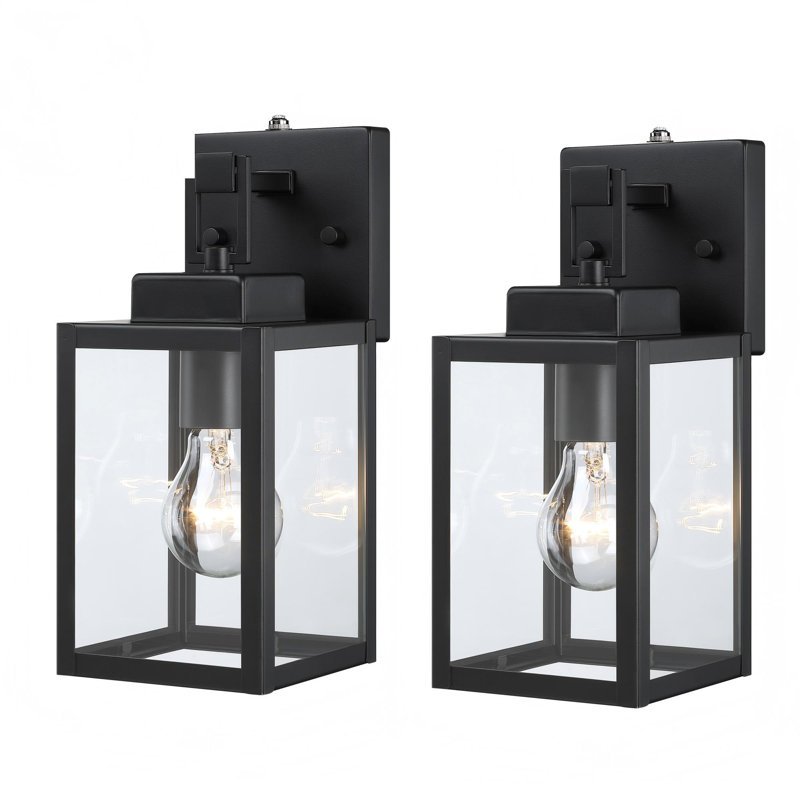 Applique murale d'extérieur 11 lumières H 11 "noir mat Dusk to Dawn (paquet de 2), H 11,29 po x l 4,65 po x P 5,5 po