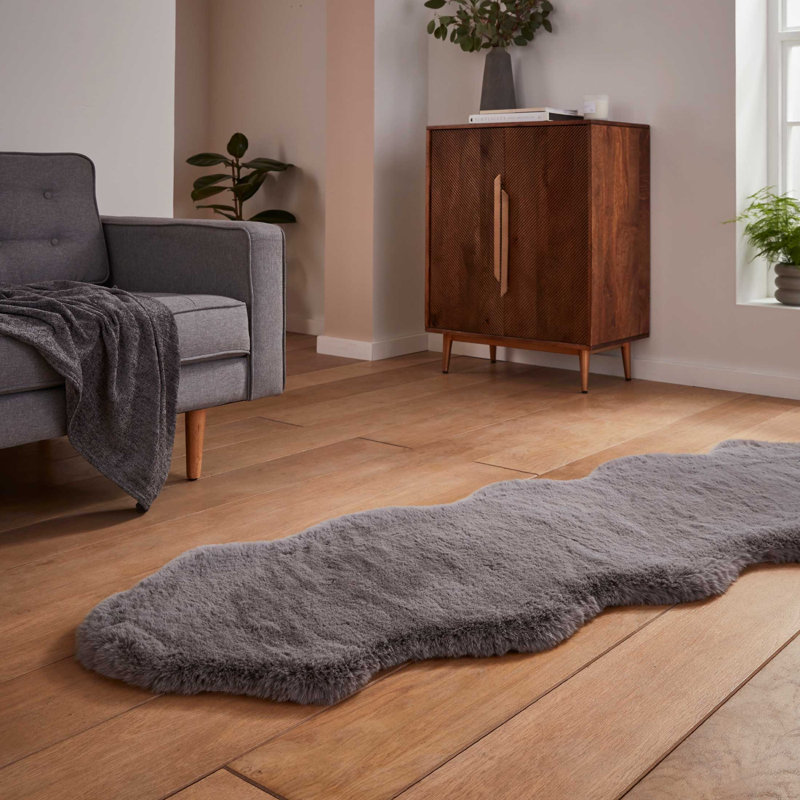 Lehi area rug Table Tufted Sheepskin Grey, Novelty 60 x 180cm