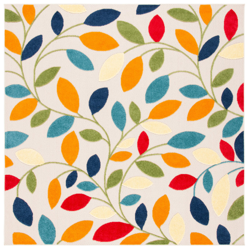 Elliyana Performance Floral Indoor/Outdoor Area Rug, Square 6'7"