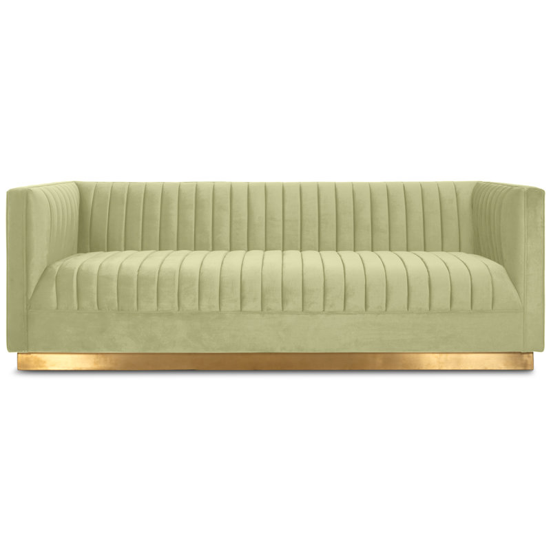 Dunigan 83'' Velvet Sofa, Light Green