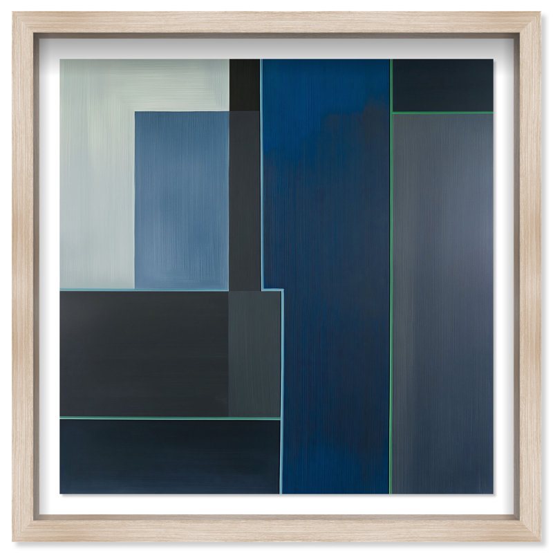 Desert Stillness II Shadowbox Abstract Print by Oliver Gal, Black Frame, 12 x 12, 13.5"H x 13.5"W, Natural Oak Frame