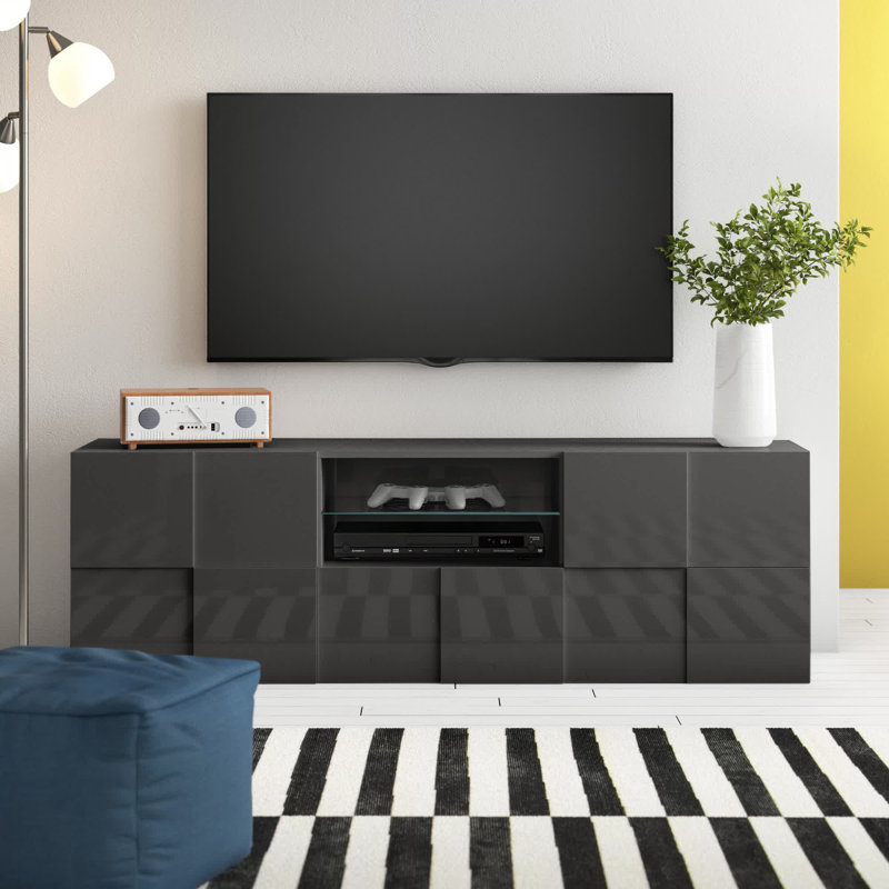 Bailee TV Stand for TVs up to 78", Gloss/Dark Grey