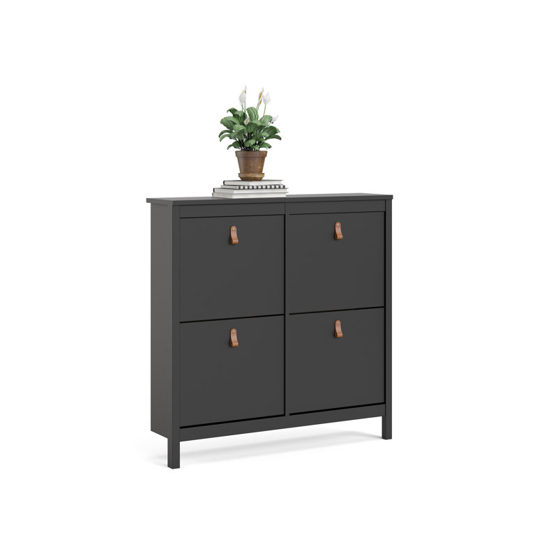 Cynteria 16 Pair Shoe Storage Cabinet, Black
