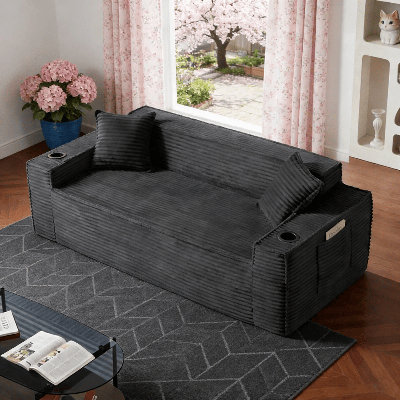 Canapé compact à 3 places - Compressé, sans assemblage, sans rangement