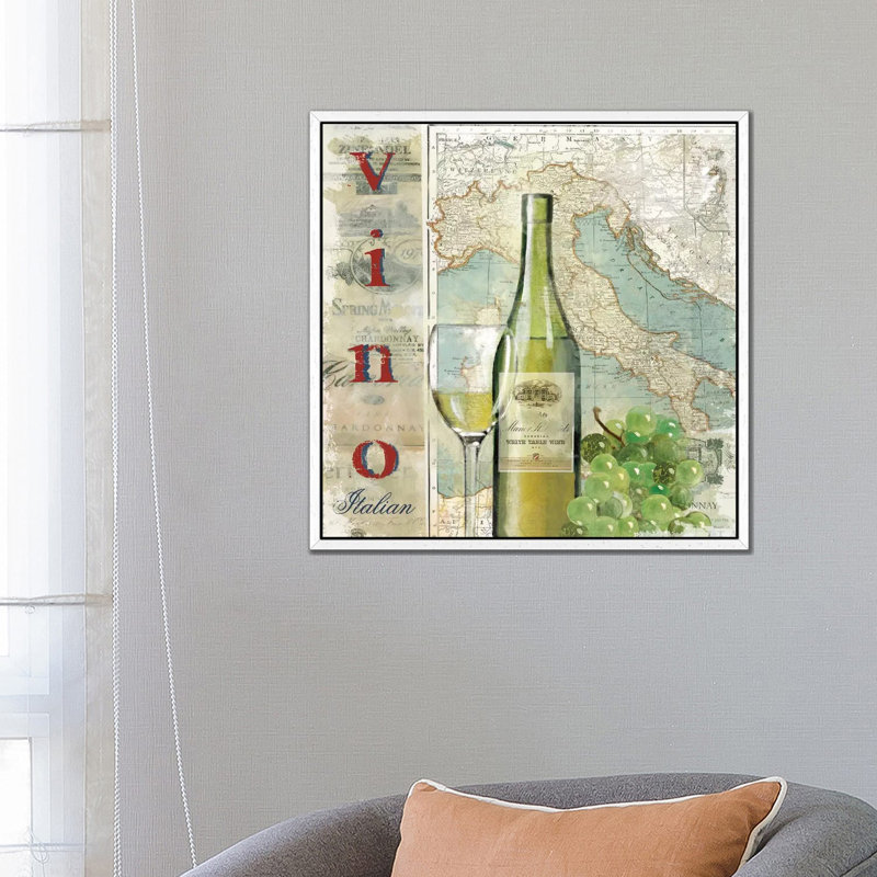 Vino 1 Piece Wall Art on Canvas, 66.04 cm H x 66.04 cm W, White Framed