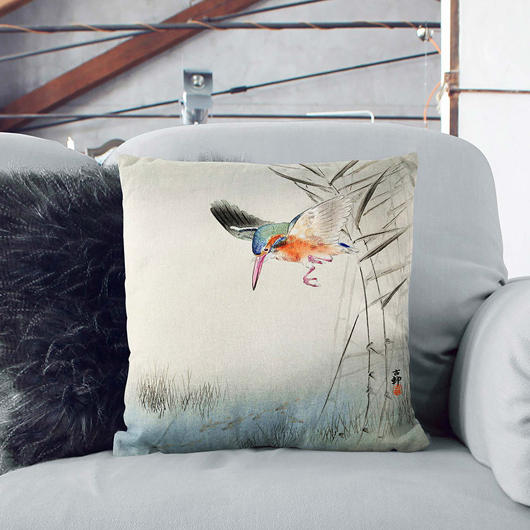 Hunting Kingfisher by Ohara Koson Cushion with Filling