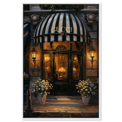 Elegant Night Time Store Visit Canvas by Art Remedy