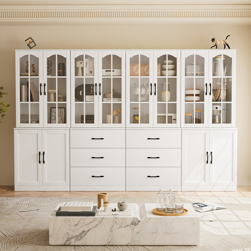 Très grande armoire de présentation 94 po avec buffet et huche de style campagnard 94 po avec tiroirs de rangement pour la cuisine, la salle à manger et le bureau personnel