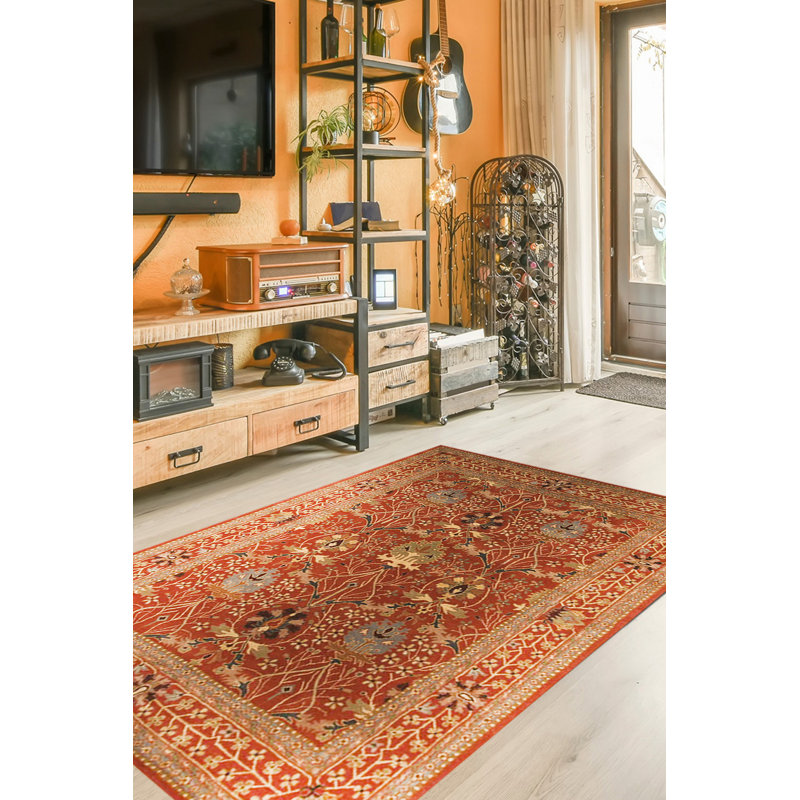 Tapis oriental en laine touffeté rouille