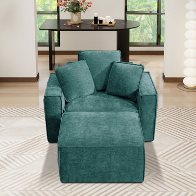 Canapé-lit de 47 po avec fauteuil et repose-pieds