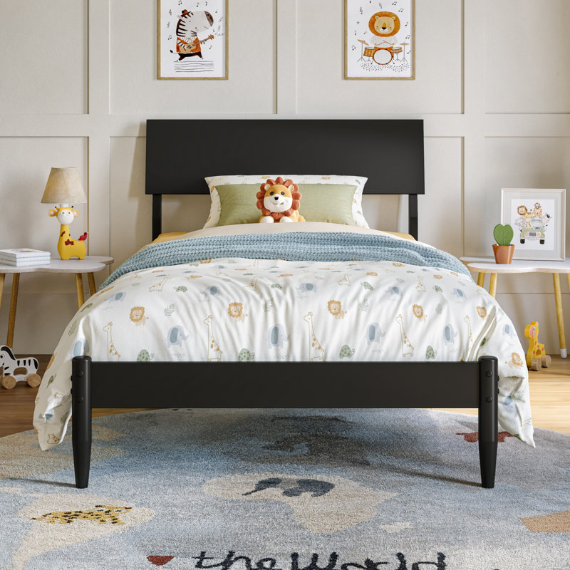 Lit plateforme avec tête de lit ajustable Bradford, Twin, Black