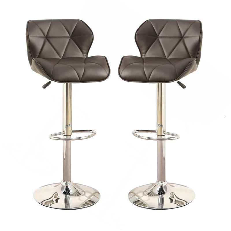 Ensemble de 2 tabourets de cuisine modernes en similicuir brun à hauteur de comptoir, réglables à hauteur réglable., Brun