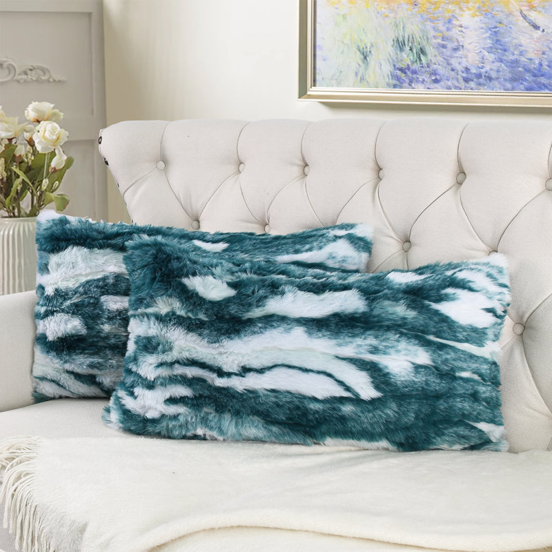 Abstract Rectangular Cushion Cover, Deep Teel