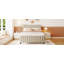 Lit plateforme double en velours avec lit gigogne double beige-439631132-439631134