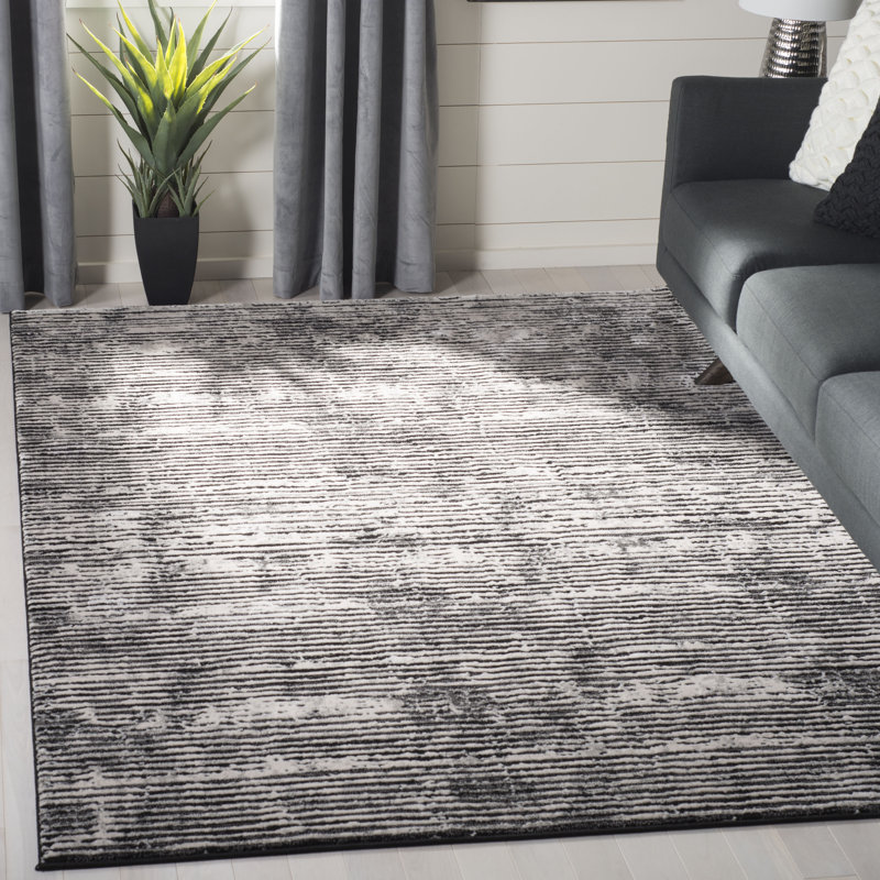 Tapis noir / gris Fowler, Rectangle 5 pi 3 po x 7 pi 6 po