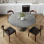 Table de salle à manger luxueuse en bois fritté gris avec base en bois massif pour 4/6/8-982257054
