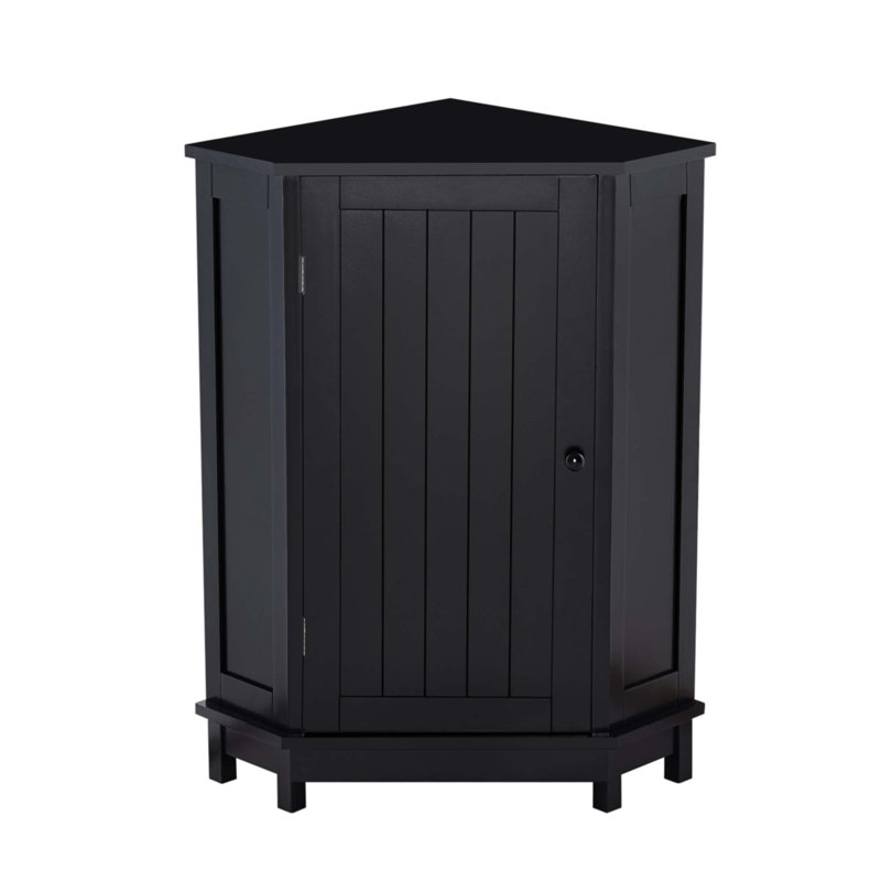 Armoire de rangement en coin noire avec plateau réglable, Noir
